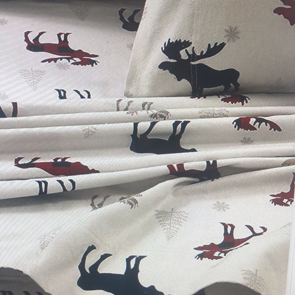 Tribeca Living FLANNEL Plaid Moose Printed Sheet Set Full - Picture 7 of 9